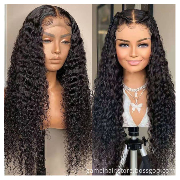 Cheap glueless perruque pictures of 10-32 inch water wave brazilian 13x6 Transparent hd lace frontal human hair wig